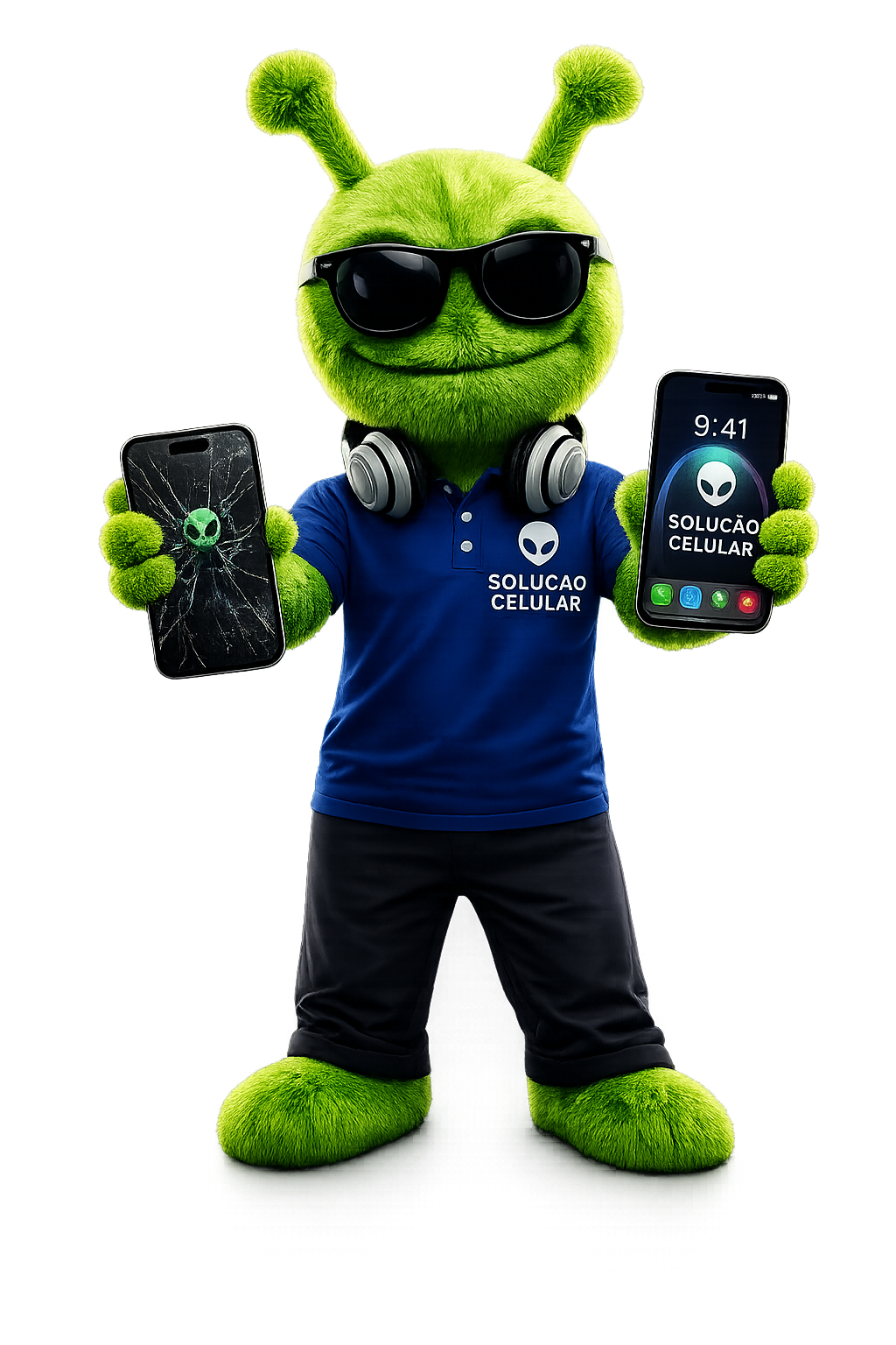 Celular com tela quebrada sendo consertado